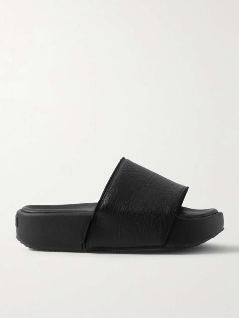 Y-3 Grosgrain-Trimmed Leather Slides