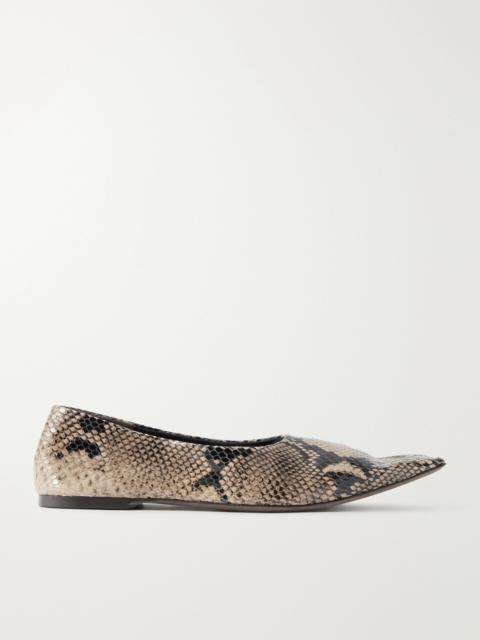 KHAITE Marlene Snake-effect Leather Ballerina