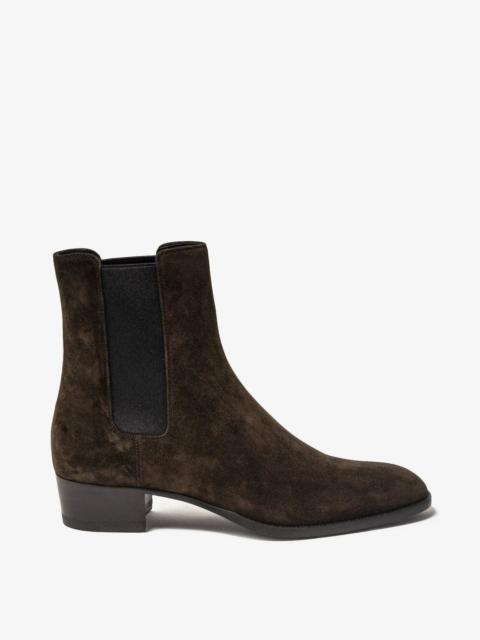 SAINT LAURENT Saint Laurent Brown Suede Wyatt Chelsea Boots