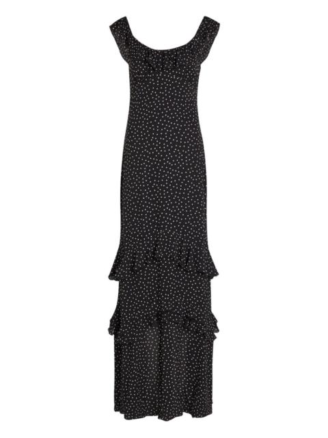 Reformation ruffled polka-dot maxi dress