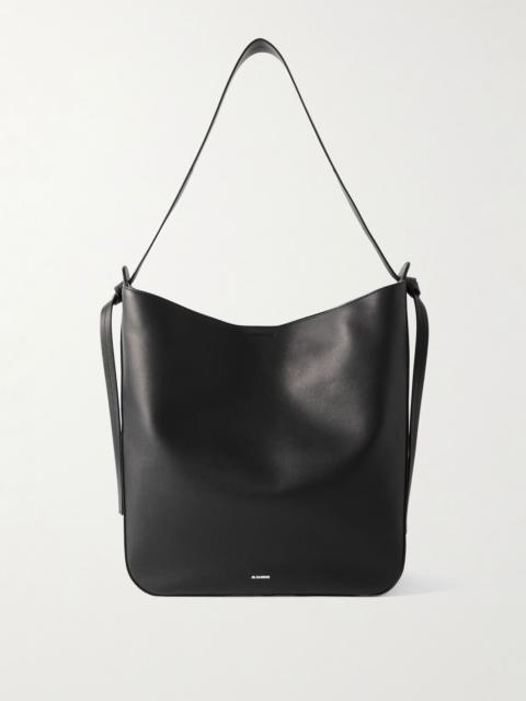 Jil Sander Knotted leather shoulder bag Black