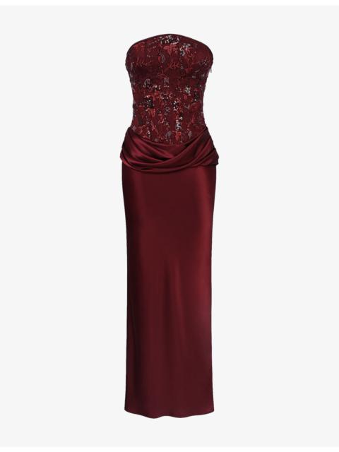 House of CB Samina Embellished Strapless Woven Maxi Dress