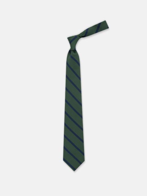 J. PRESS MADE-IN-UK GREEN & NAVY BAR STRIPE IRISH POPLIN TIE