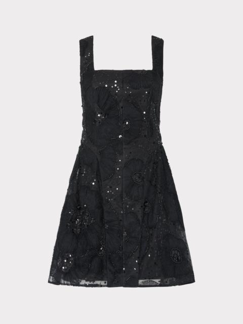 MILLY Erin Tulle Flower Beaded Mini Dress