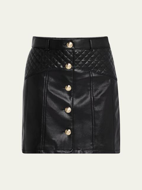 Cinq à Sept Claudia Quilted Vegan Leather Mini Skirt