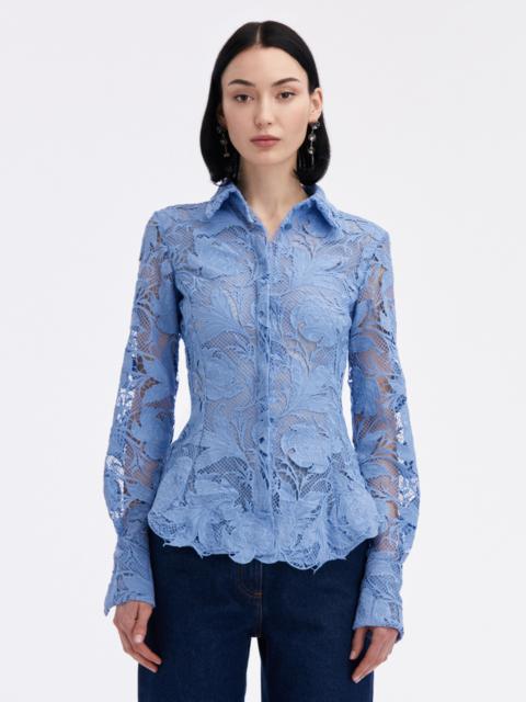 Oscar de la Renta POPPY GUIPURE LACE BLOUSE
