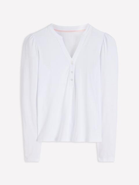 BODEN Supersoft Open Neck Henley-White