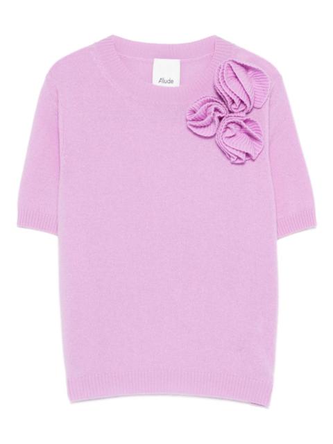 Allude flower-appliqué T-shirt