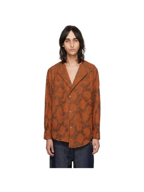 Andersson Bell Orange Collarless Shirt