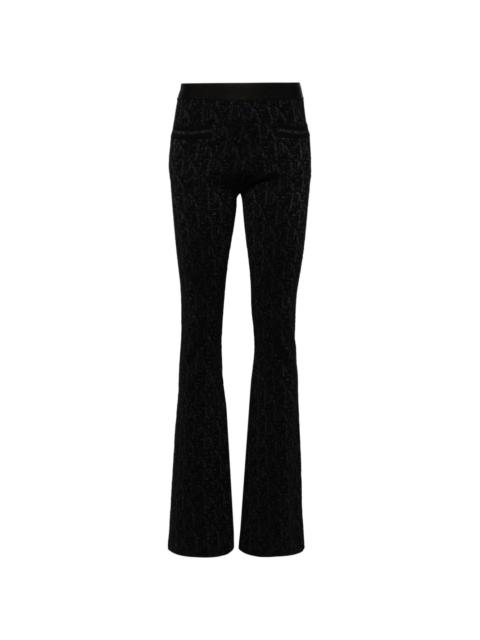 monogram-jacquard knitted flared trousers