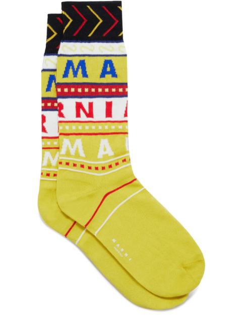 Marni Cotton Socks With Mixed Logos