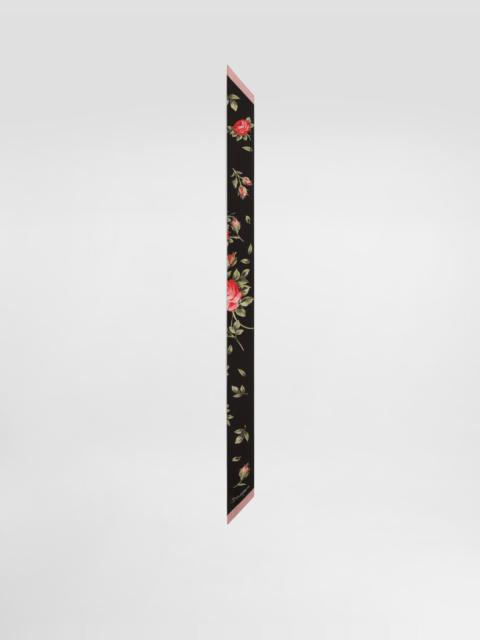 Dolce & Gabbana Rose bouquet-print silk twill bandeau 6x100