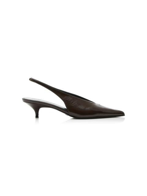 Proenza Schouler Slash Leather Slingback Pumps brown