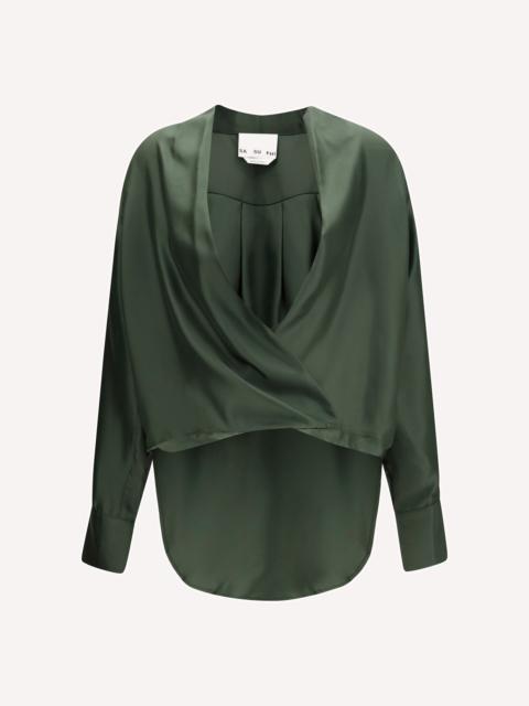 SA SU PHI Silk wrap Blouse
