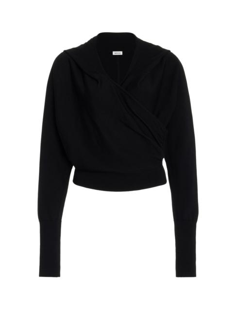 SIMKHAI Riley Wool Wrap Hoodie black