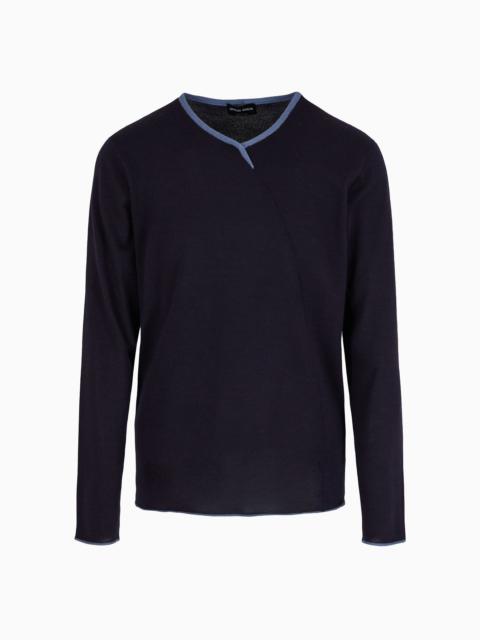 GIORGIO ARMANI Crew-neck jumper in cashmere and silk