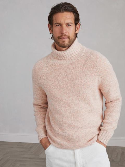 Mouliné cashmere turtleneck sweater with raglan sleeves