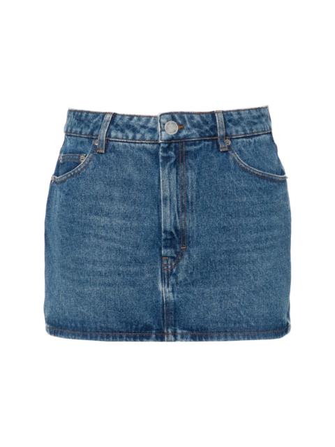 AMI Paris BLUE COTTON FLARE MINI SKIRT | REVERSIBLE