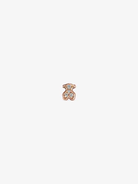 TOUS Rose 18K solid gold Les Classiques bear Earring with Diamonds