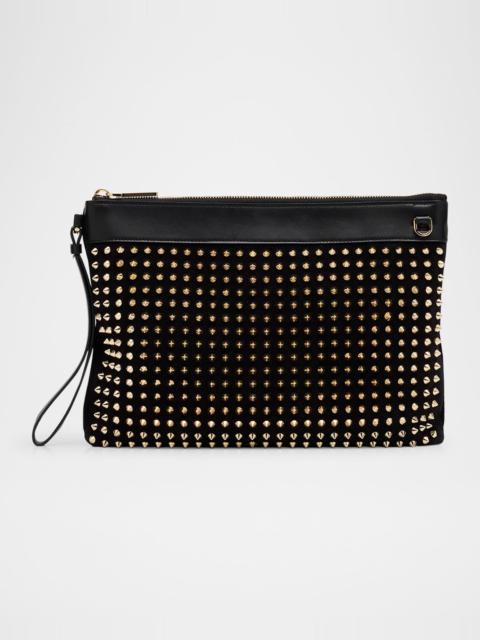 Christian Louboutin Funky Spike Pouch Bag in Suede