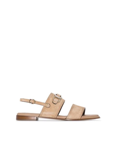 FERRAGAMO Gancini-plaque suede sandals