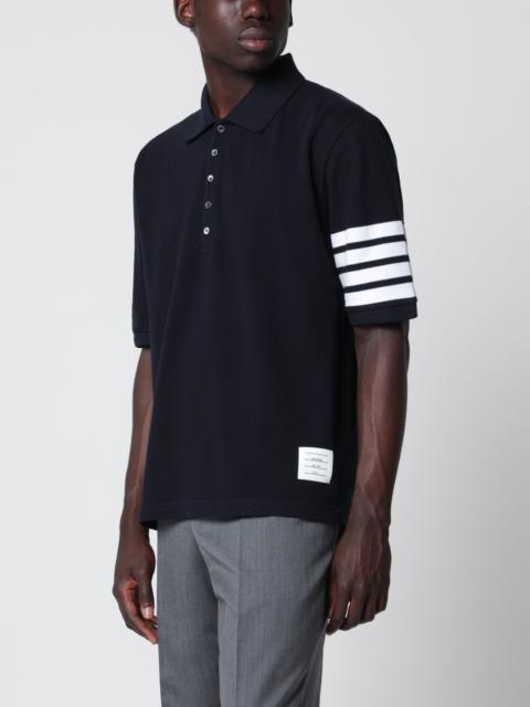 Thom Browne Navy blue cotton polo shirt