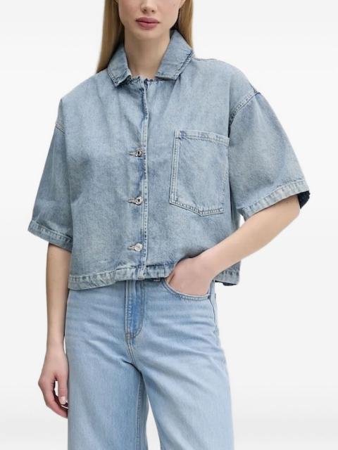 HUGO short-sleeved pocketed denim shirt