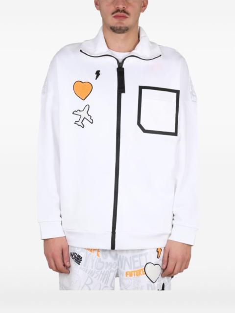 BOSS graphic-patch zip-up sweatshirt