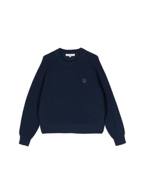 Maison Kitsuné Fox Head-appliqué ribbed-knit jumper