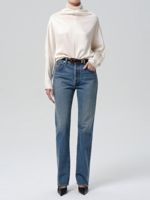 Citizens of Humanity Ilaria Draped Japanese hammered Satin Top In Cream