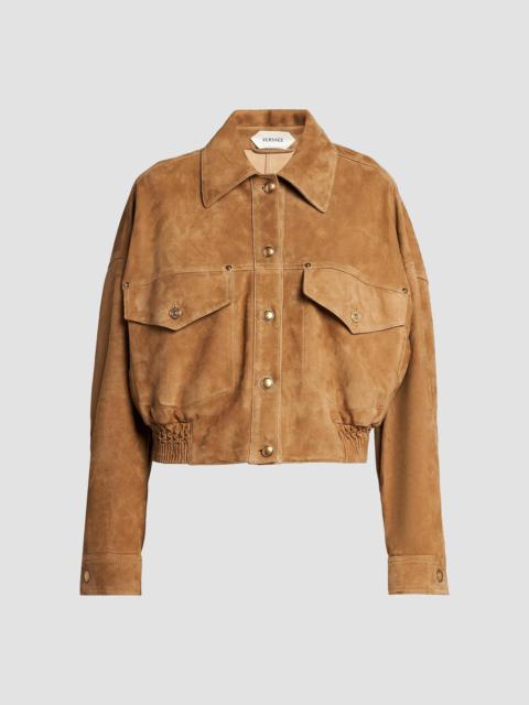 VERSACE Women's La Vacanza Suede Blouson Jacket - Natural