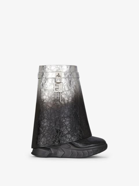 Givenchy SHARK LOCK BIKER ANKLE BOOTS IN LAMINATED LEATHER