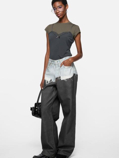 Acne Studios Layered lace t-shirt - Grey/anthracite