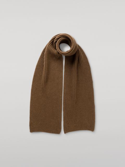 Johnstons of Elgin Lovat Green Ribbed Cashmere Scarf