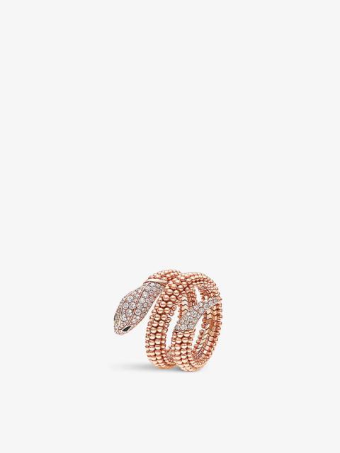 Serpenti 18k rose-gold, 0.89ct brilliant-cut diamond and onyx ring
