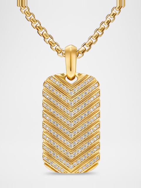 DAVID YURMAN Men's Chevron Tag Enhancer in 18K Gold with Diamonds, 34mm