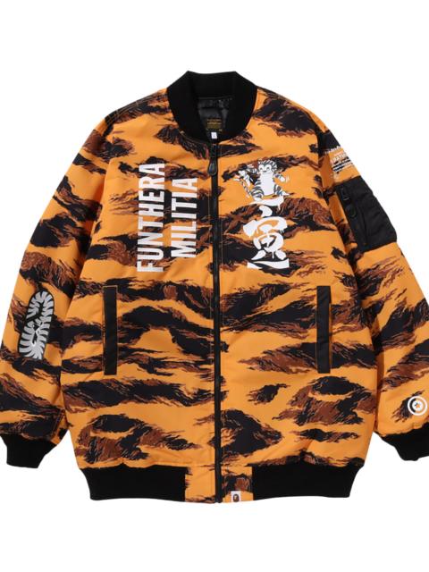 A BATHING APE® Tiger Camo Long MA-1 Bomber Jacket "Orange" 001HJI701001 ORG