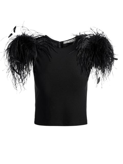 alice + olivia Stephen Lace Detail Cropped Tee