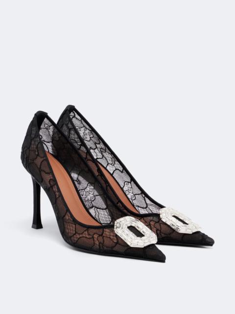 Amina Muaddi Camelia embellished lace pumps