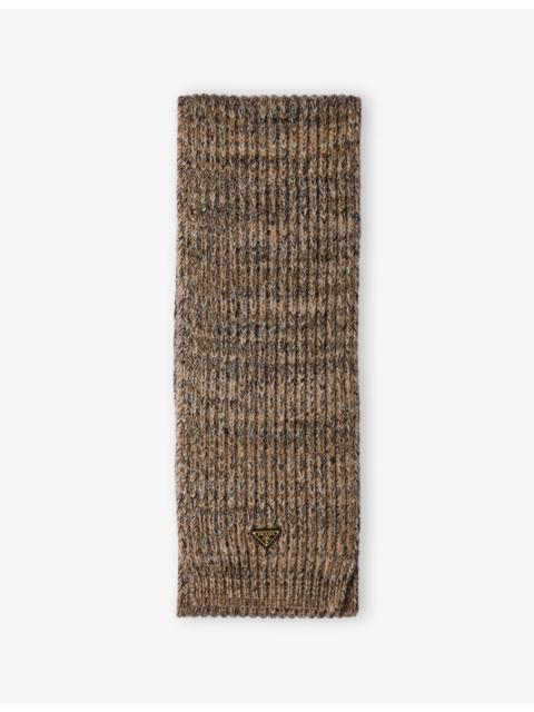 Prada Logo-Plaque Wool Cashmere Blend Scarf