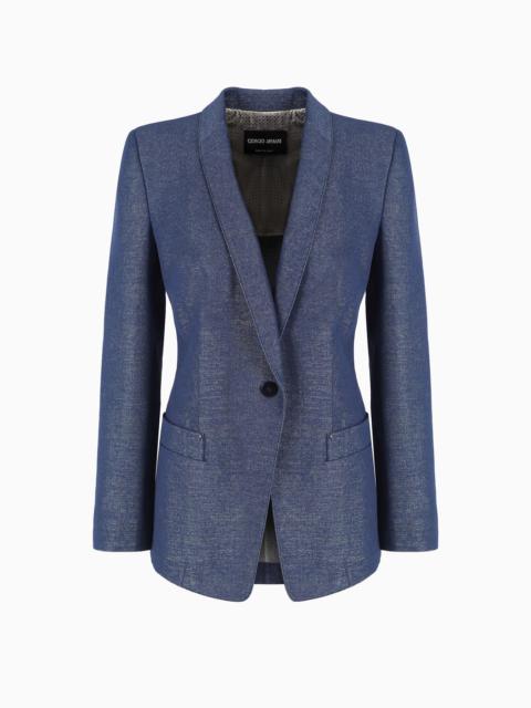 GIORGIO ARMANI Denim Collection single-breasted jacket in cotton, viscose and lurex denim