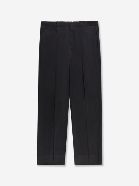 SLOWEAR Straight fit wool and silk twill trousers