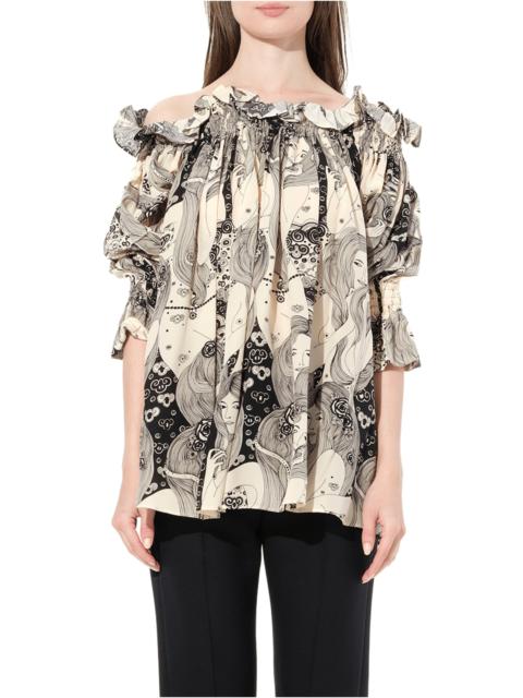 Alexander McQueen Off Shld Eve Top in Ivory