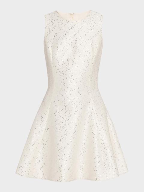 Oscar de la Renta Sleeveless Sequined Tweed Mini Dress