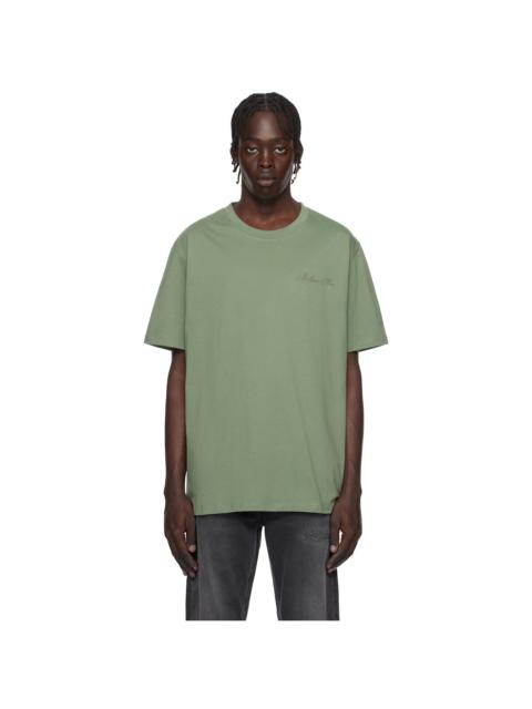 Balmain Green Loose 'Balmain' Signature Embroidery T-shirt