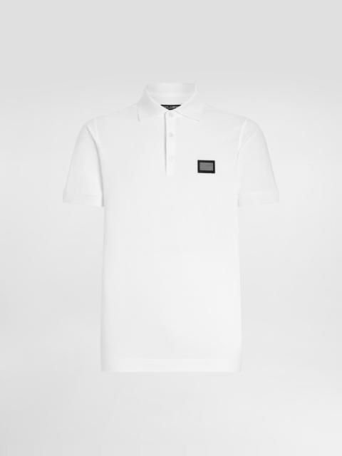 Dolce & Gabbana Cotton piqué polo-shirt with branded tag