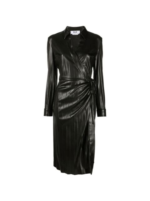 faux-leather pleated dress