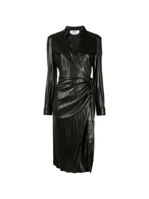 MSGM faux-leather pleated dress