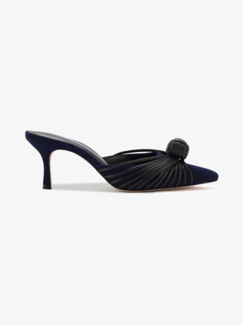 Larroudé Mini Valerie Pump In Navy Suede and Black Leather
