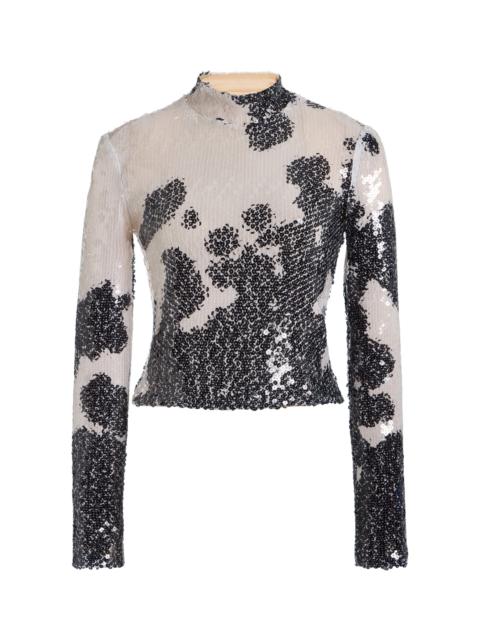 BRANDON MAXWELL The Maven Paillette Mock Neck Top multi
